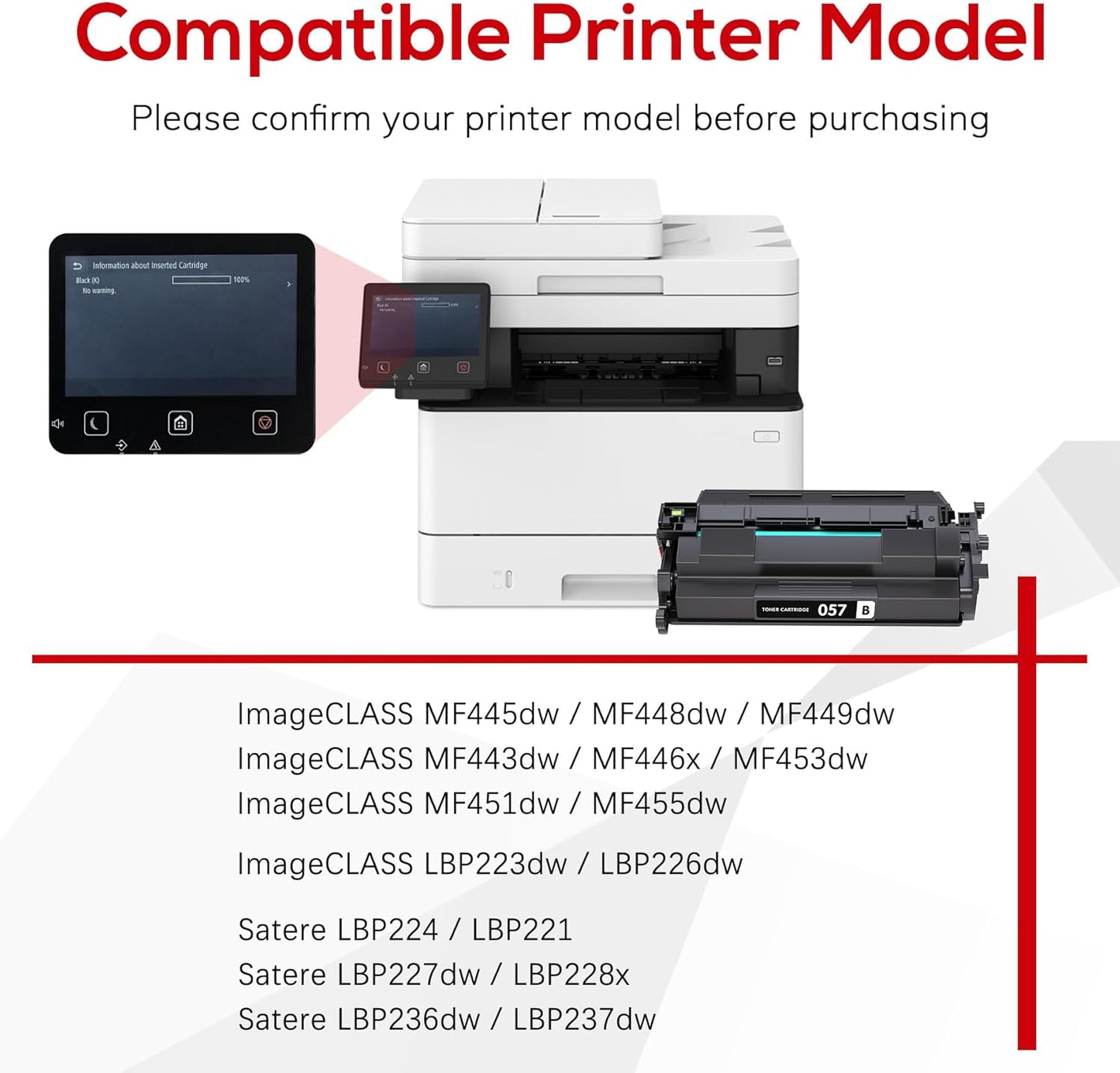 Compatible 057 Toner Cartridge with Display Capacity Chip Replacement for Canon 057 057H CRG-057 Works with Canon imageCLASS MF455dw MF445dw LBP226dw LBP227dw LBP228dw Printer(057 Black x2 )
