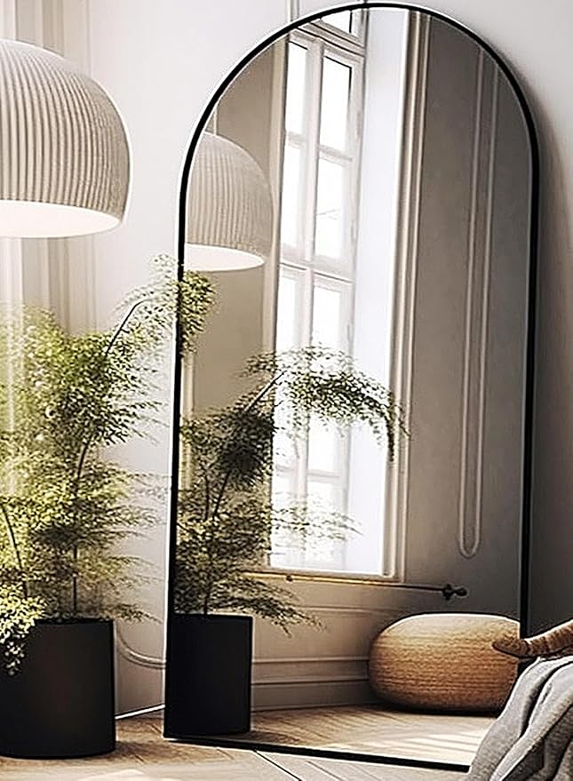 Full Length Mirror, Arched Floor Mirror, 41" x 81" Oversized Full Length Mirror, Freestanding, Full Body Mirror, Arch Mirror Full Length, Wall Mounted Mirror for Bedroom, Black