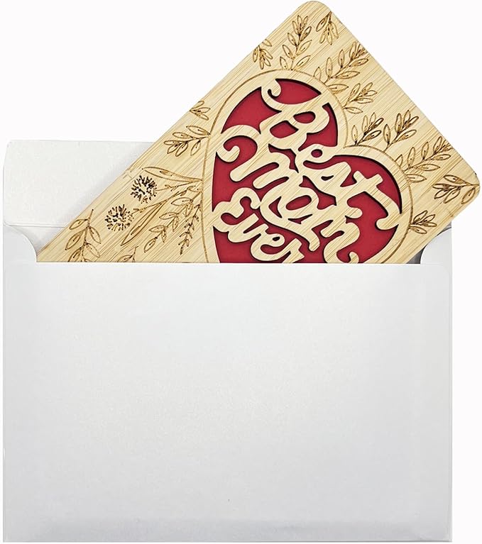 Mothers Day Cards,Handmade Bamboo Greeting Cards,Wooden Thankyou Card,Mother's day Card for Mom,Mum,Best mom flower