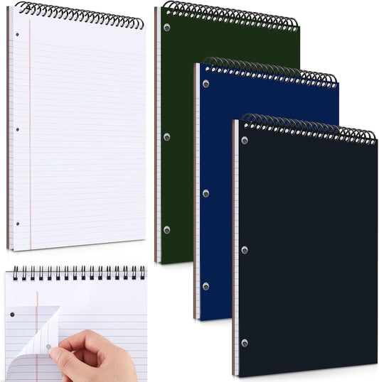 3 Packs 8.5" x 11" Top Spiral Notebook with 3 Hole Punched Legal Pads College Ruled Notepad 50 Sheets Hard Cardboard Paper Wirebound Notepad for Office School Business (Dark Colors)