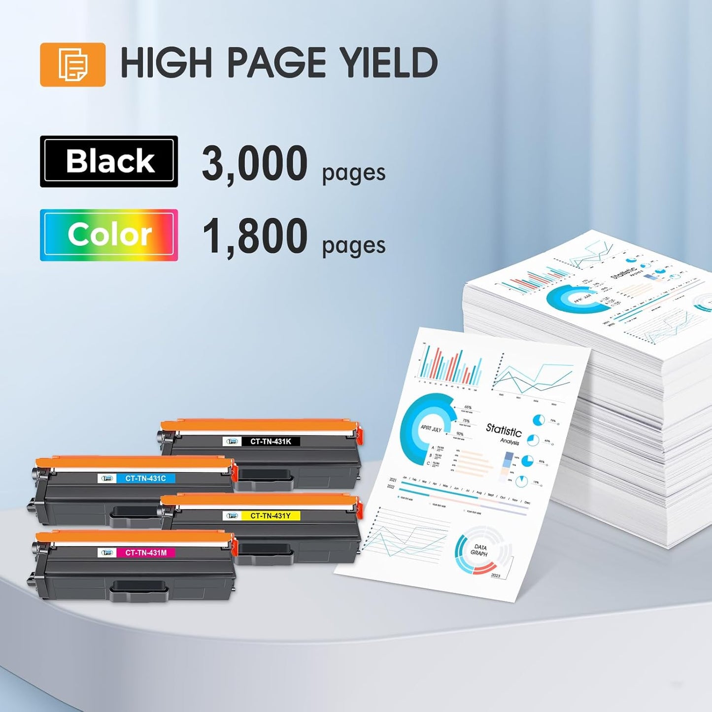 TN-431 TN431 Toner Cartridge Replacement for Brother TN431 TN 431 TN-431 TN431BK TN431C TN431M TN431Y for Brother MFCL8900CDW HLL8360CDW HLL8260CDW MFCL8610CDW HLL8360CDWT Printer Ink (BCYM, 4 Pack)