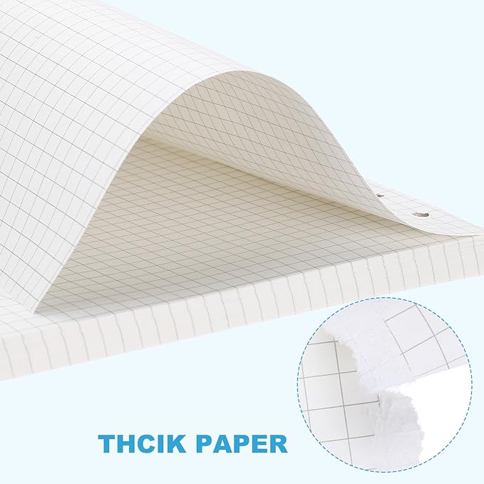 PATIKIL Grid Refill Paper 9-Ring Binder Loose Leaf Planner Filler Paper Planner Inserts, 80 Sheets/160 Pages, Lined