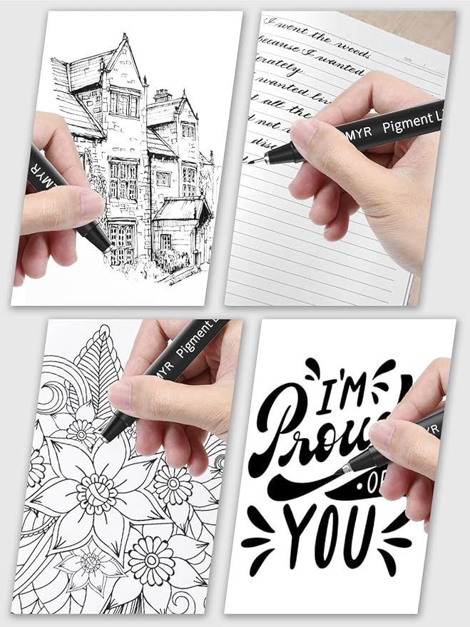 4 Micro Fine liner Drawing Art Pens Calligraphy Pens: 0.3mm Size Black Art supplies Waterproof Archival Black Ink Markers For Artists,Use for Professional Watercolor,Sketching