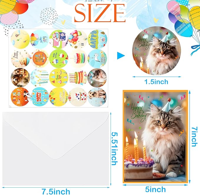 200 Set Unique Happy Birthday Card Bulk with Envelope and Sticker Blank Greeting Card Large 5 x 7 Inch Suitable for Office Kids Women Men, 20 Styles(Pastel Style)