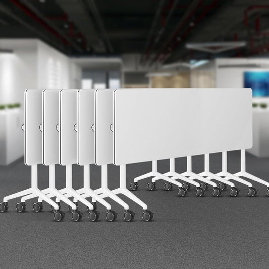 Folding Conference Room Tables 6 Pack, Foldable Modern Mobile Meeting Table Desk Training Table 6FT Large Rolling OfficeTable for Conference Training Classroom (6, 55" * 23.6" * 29.5")