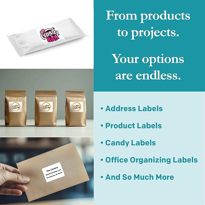 Premium Label Supply White Sticker Labels – 2.625" x 2" – Laser/Inkjet Compatible – (15 per Sheet), 25 Sheets – 375 Total Adhesive Labels