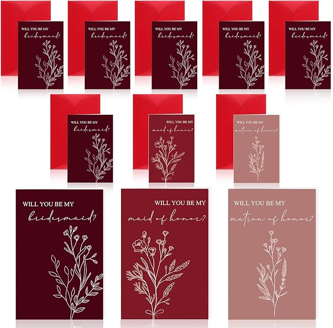 Spakon 16 Pcs Will You Be My Bridesmaid Cards with Envelopes Watercolor Greenery Floral Bridal Proposal Maid of Honor Matron of Honor Invited Favor for Bridal Shower Wedding (Classic Styles)