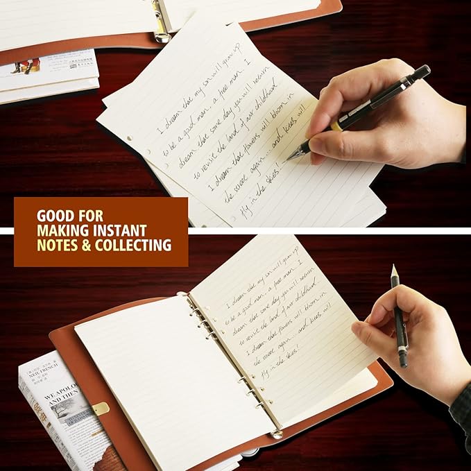 A5 Refill Paper, A5 Loose Leaf Binder Paper for A5 Binder, A5 Planner Inserts, A5 Lined Paper Refill, 6 Ring A5 Paper Refill for A5 Binder Refillable Notebook Journal, 140 Sheets/280 Pages