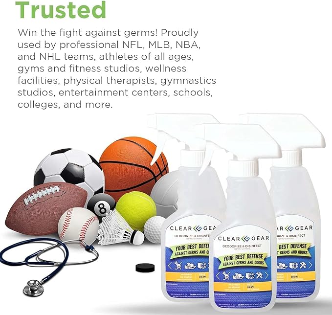 Disinfectant Cleaner, and Deodorizer For Sports Equipment, Gyms, and Fitness Centers - EPA-Registered, Hospital Grade, Made in USA - 1-Pack of 32 Oz Bottle Disinfecting Spray