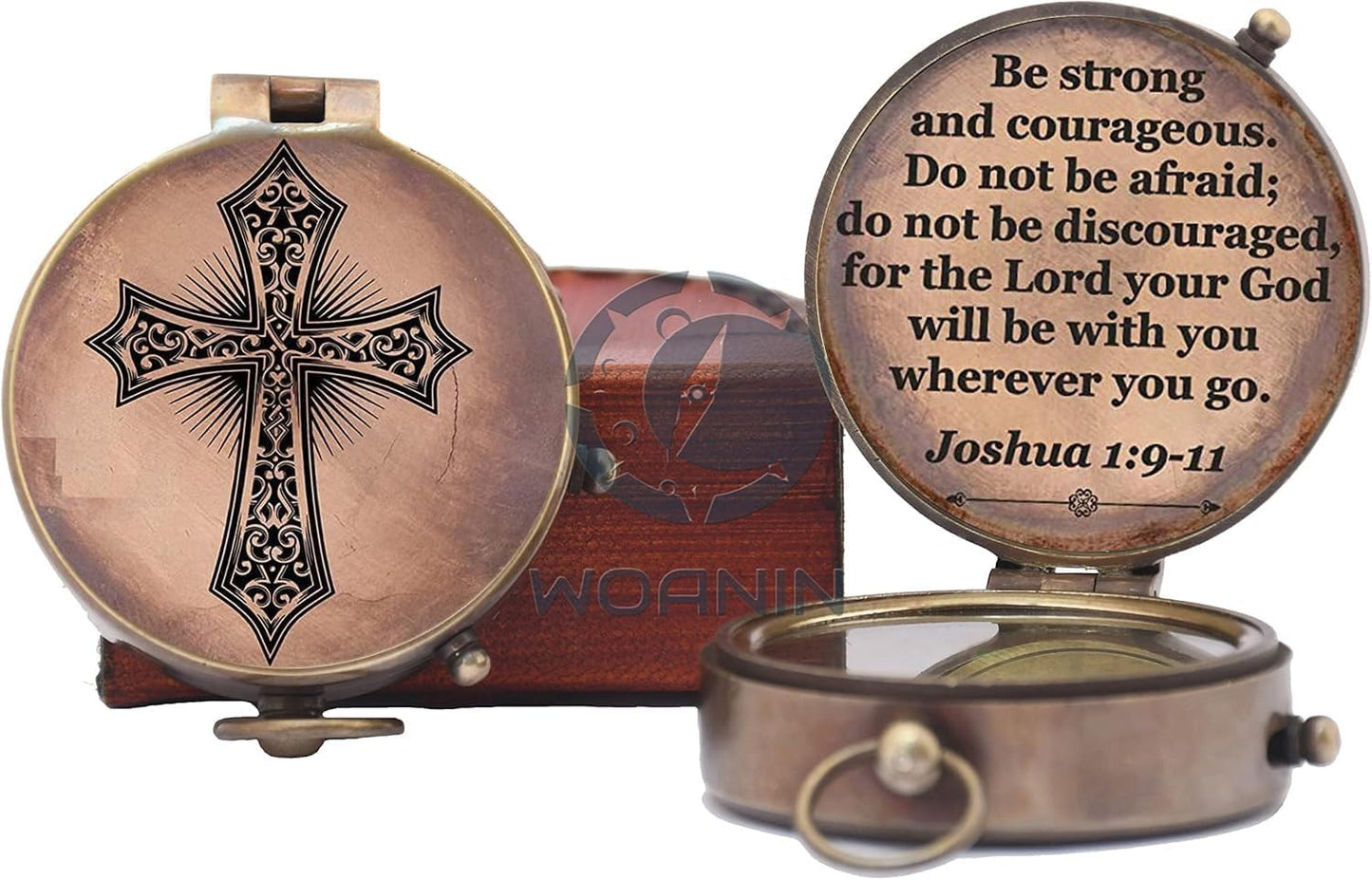 Baptism Gift Personalized Keepsake Compass Engraved Cross and Be Strong and Courageous, Confirmation Gift Ideas, Gift of Faith. Missionary