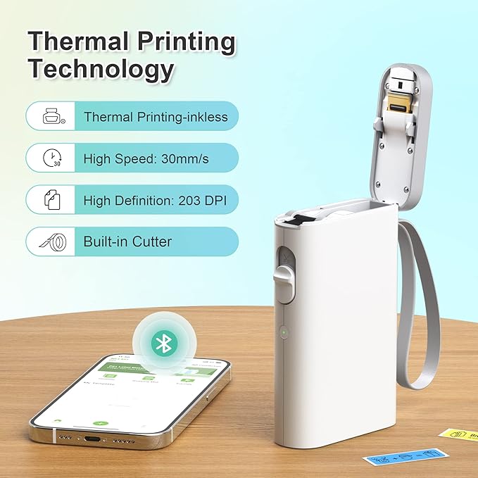 Nelko P21 Label Maker Machine with Tape, Matte Grey