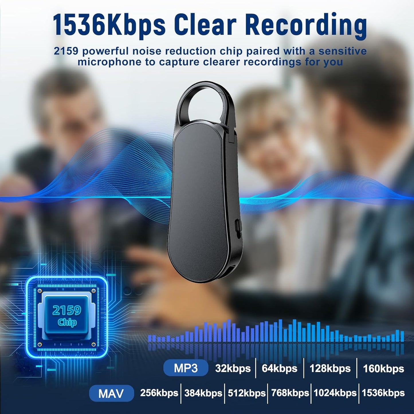 Professional Portable V56 Voice Recorder 128GB, Howabo New Upgraded Noise Reduction HiFi Pure Sound Quality, 1536Kbps Audio Activated Voice Recorder for Your Lectures Meetings Classes