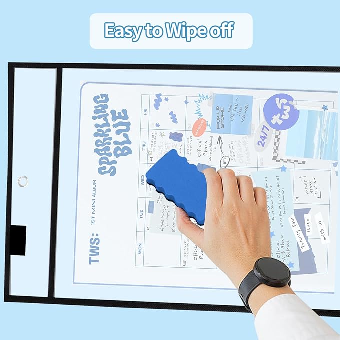 Ufmarine 30 Pcs Dry Erase Pocket Sleeves Black, Job Ticket Holders (10" * 13"), Reusable Plastic Sleeves for Teacher Classroom