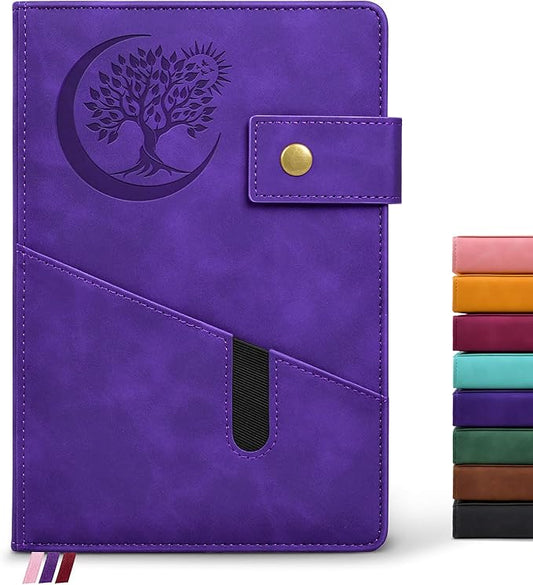 Blank Journal Notebook, A5 Hardcover Leather Sketchbook with 200 Pages Thick Blank Paper for Men Women, Unlined Drawing & Writing Journal, 5.9" x 8.4" Plain Notebook (purple)