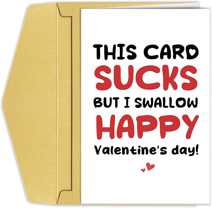 Rude Valentine's Day Card, Funny Valentines Card for Him, Naughty Valentines Day Card for Boyfriend Husband, This Card Sucks But I Swallow