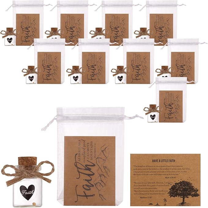 Bulk 10 Have a Little Faith Card Christian Gifts for Women, School Church Wedding Baptism Unique Christian Religious Inspirational Gifts for Women Men (5ml-10pcs)