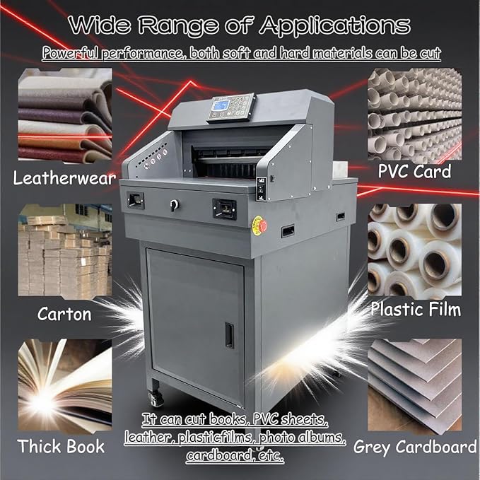 INTSUPERMAI Electric Paper Cutter Heavy Duty Paper Trimmers Guillotine with 40-460mm 1.57-18.11inch Cutting Size Digital Numerical Control Commercial Paper Stack Cutter Trimmer for Paper Cutting 110V