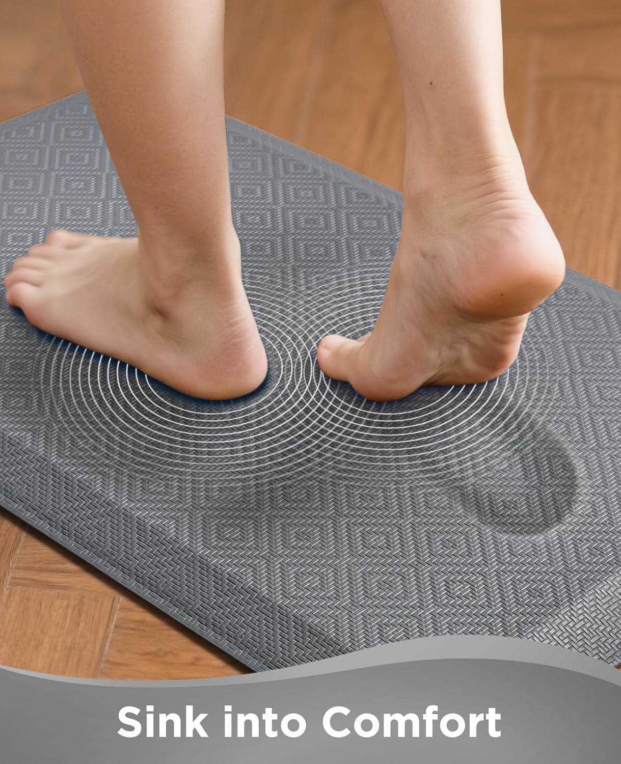 Ophanie Kitchen mats for Floor, Kitchen Rugs, Anti Fatigue Standing Cushioned Mat, Waterproof, Comfort Ergonomic mat for Office, Home, Sink, 9/10 inch Thick Memory Foam 20x32 Grey Non-Slip Bottom