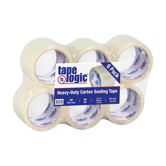 TAPE LOGIC Heavy Duty Packing Tape 3 Inch x 55 Yds, 2.0 Mil - 6 Rolls | Acrylic Clear Packaging Tape for Shipping Boxes, Moving, Home or Office Use