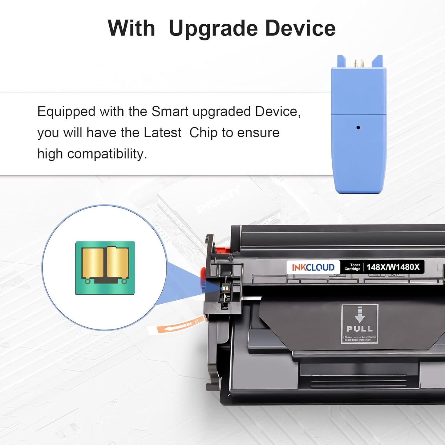 INKCLOUD 148X Black Toner Cartridges 2 Pack with Chip and Upgrade Device Compatible Replacement for 148A 148X W1480X for HP Pro MFP 4101fdw 4101fdn 4101dw, Pro 4001n 4001dn 4001dw