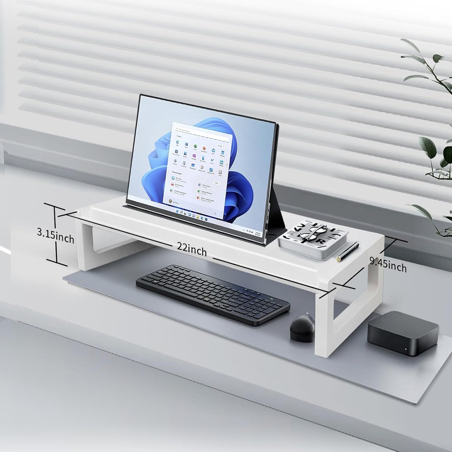 Monitor Stand Riser – 22-Inch Computer Monitor Stand with Multifunctional Slot, Multi-Purpose Desktop Storage for Laptop, Printer, TV