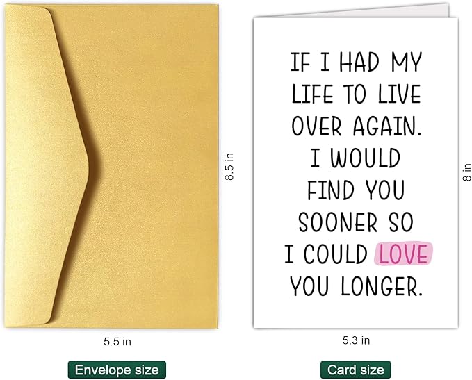 Chenive Romantic Anniversary Card for Husband Wife, Funny Birthday Card for Men Women, Sweet Poem Valentine's Day Card for Boyfriend Girlfriend, Find You Sooner Love You Longer