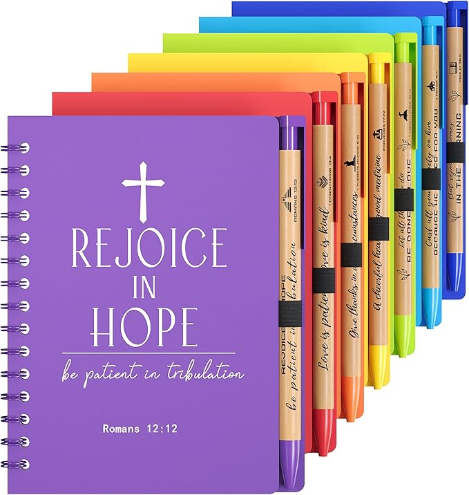INSADA 28 Sets of Multicolored Christian Prayer Journals in Bulk small notepad 5.43” x 4.33” Spiral Notebooks with Matching Pens - Easter Gifts for Women kids,Church Members & Bible Study Groups