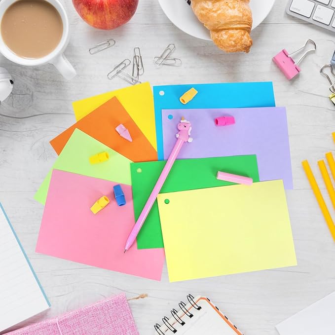 Tecmisse 160 PCS Index Card 4 x 6 Thick, 180 GSM Blank Flash Cards, Colored Note Cards, Blank Study Cards for School Learning and Office Supplies, 8 Colors