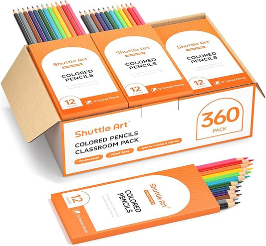 Shuttle Art 360 PCS Colored Pencils Bulk, 12 Assorted Colors, Pack of 30, Break-resistant, Pre-sharpened Colored Pencils for Kids, Bulk Pack School Supplies for Teachers & Students