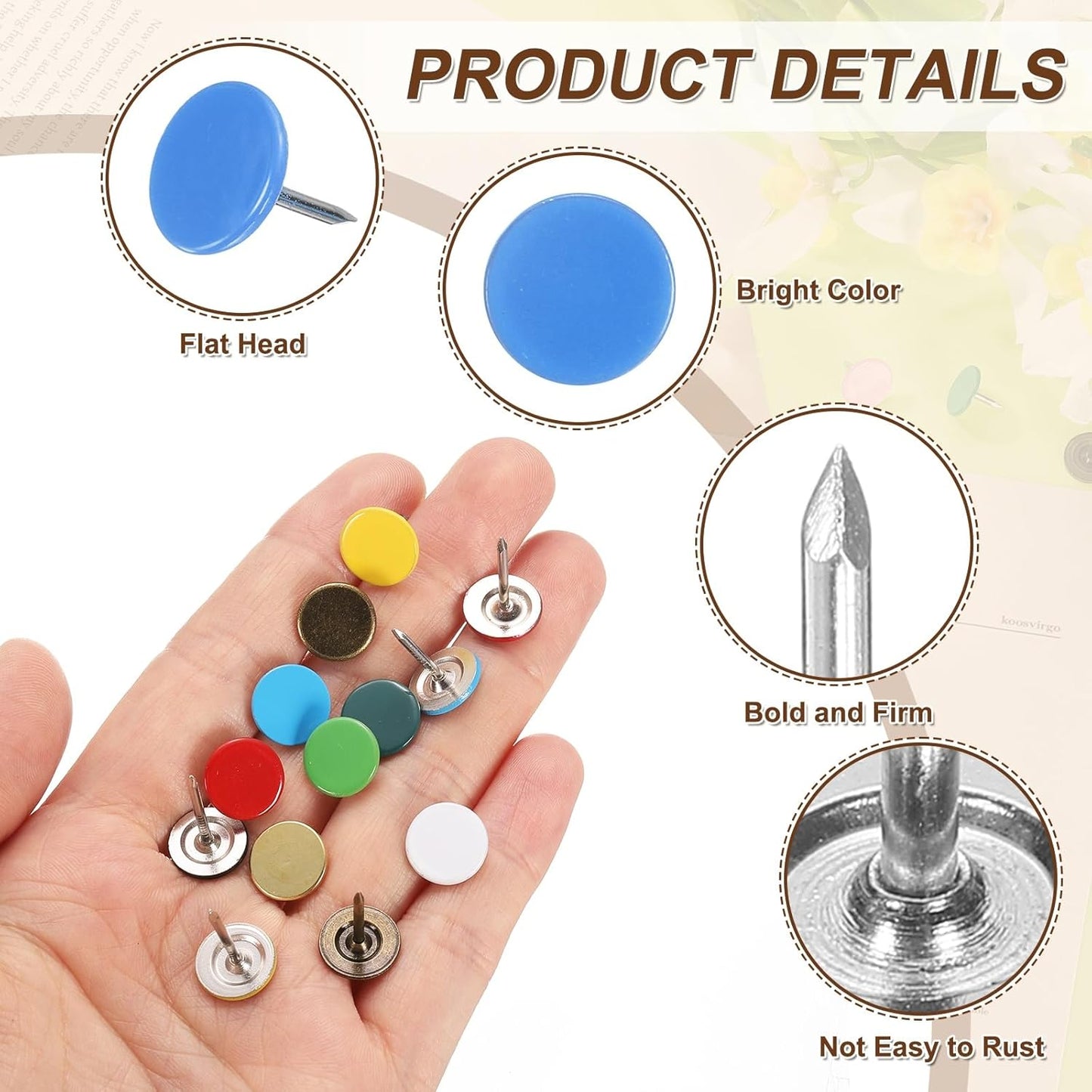 uxcell 150Pcs Upholstery Tacks, 11mmx13mm Flat Head Thumb Tack Decorative Furniture Nails Push Pins for Furniture Sofa Headboards, Blue