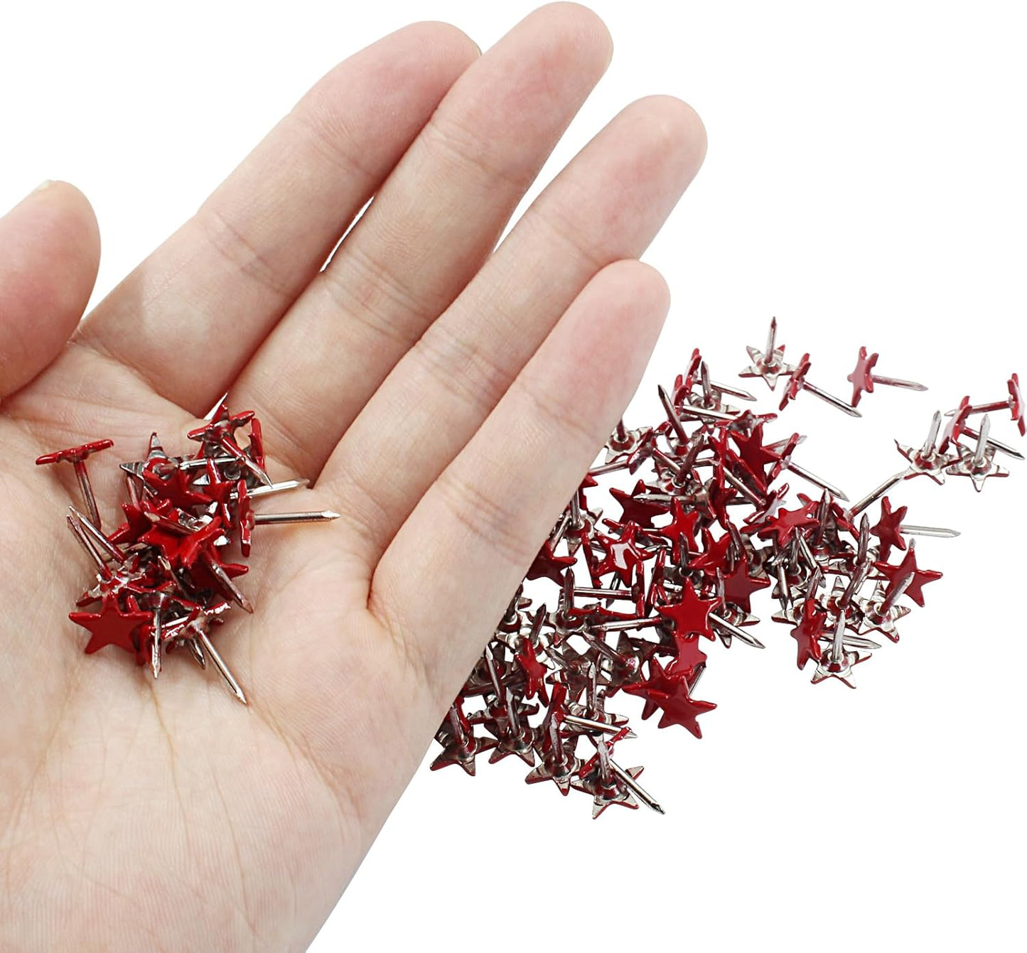 Piutouyar 150 Pcs Star Push Pins, Red Upholstery Tacks Star Shaped Decorative Thumb Tacks Metal Upholstery Pins for Upholstered Furniture Cork Board DIY Projects or Home Decor 11 x 13mm