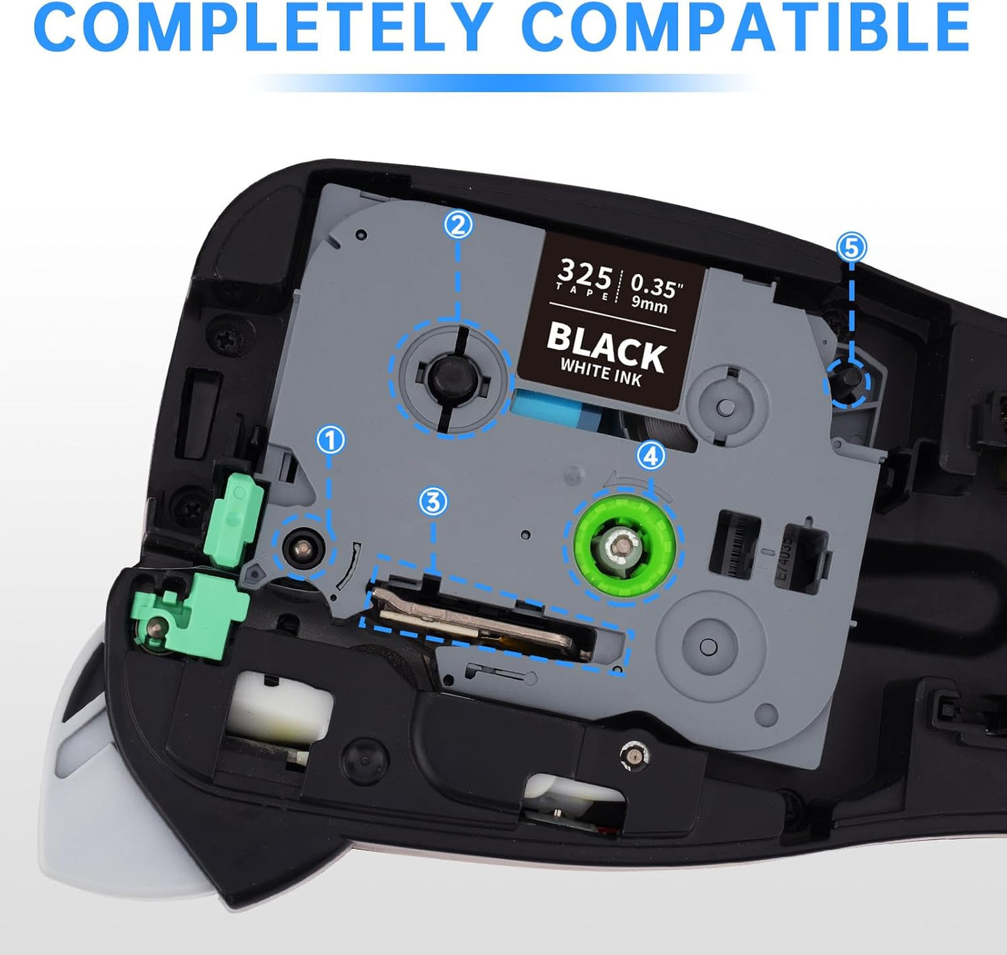 Unismar TZe-325 Compatible for Brother Ptouch 9mm 0.35 Laminated White on Black Label Tape TZ325 TZ Tape Work for Label Maker PTD220 PTD200 PTD210 PTD400 PTH100 PTH110 PT1280, 3/8'' x 26.2', 4-Pack