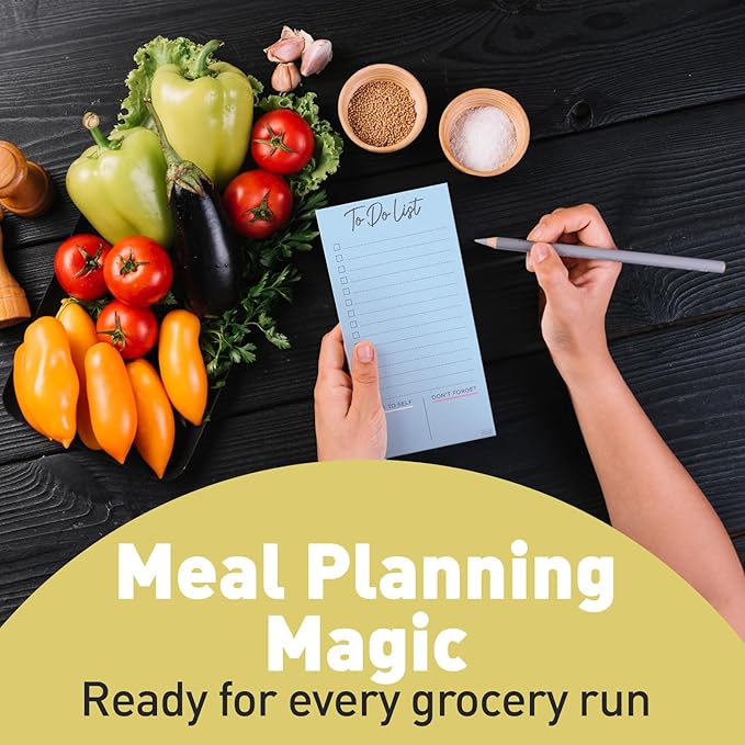 S&O Colorful Magnetic To Do List for Refrigerator - 4 Pack sticky notes for freezer - Fridge sheets with Magnet - Adhesive Sheet Pads for Freezer- Grocery List Notepads - 3.5x7”, 45 Page