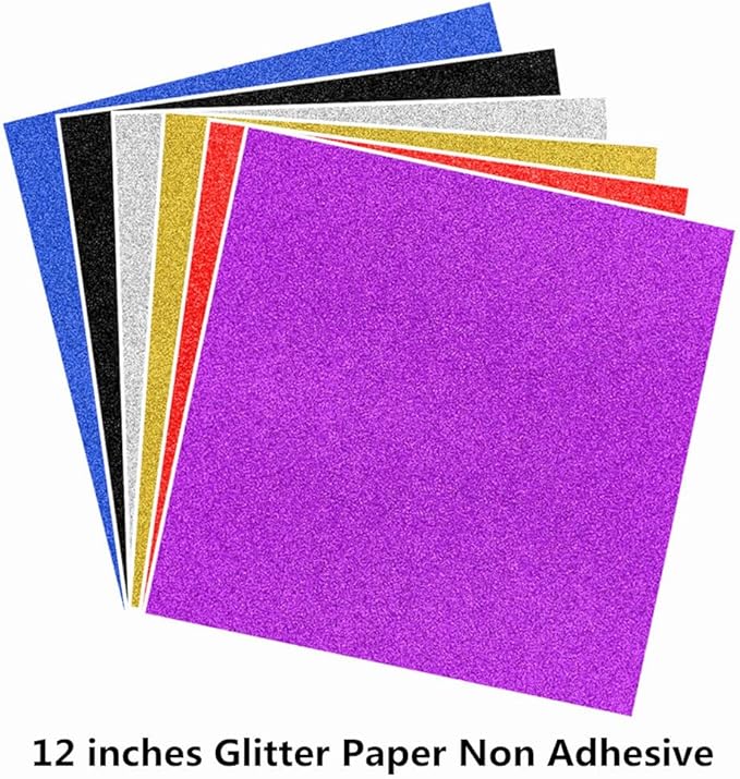 Baisunt 10 Sheets Purple Glitter Cardstock Paper for Graduation Cap DIY Project, Scrapbook, Birthday Wedding Party Decoration 250GSM(12x12 In, Non Adhesive)