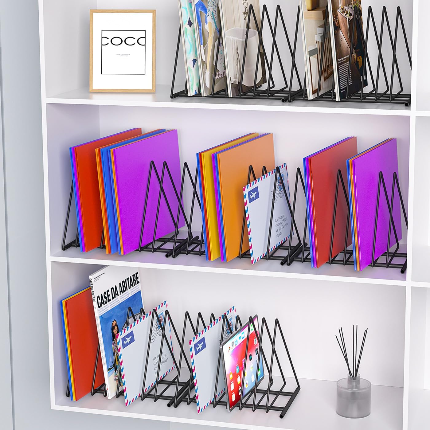 Triangle File Folder Racks,7 Sections File Holder,File Storage Sorter/Stand,Desktop File Organizer,Wire Organizer Rack,Magazine Folder Holder,Letter/Legal,Suitable to Hold Large/Small Items