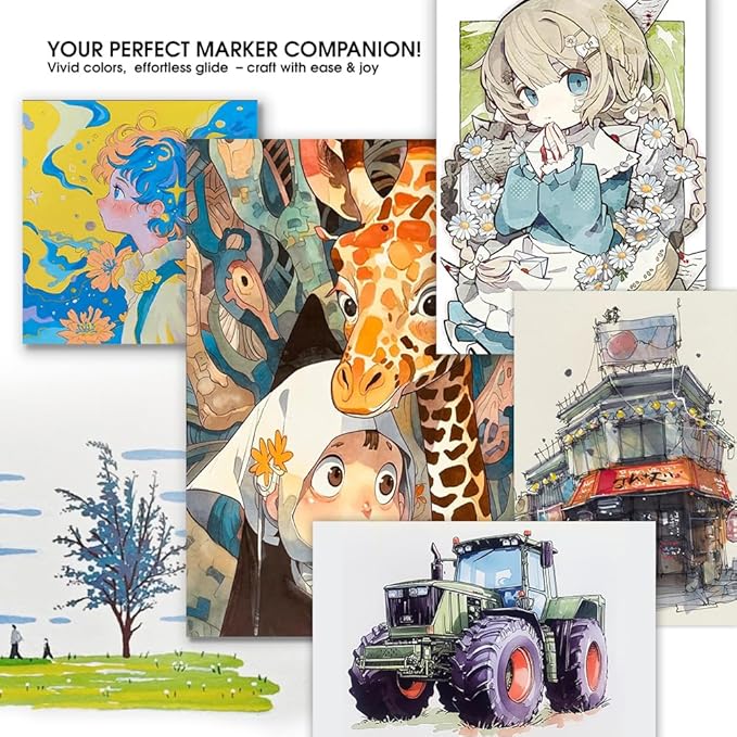 TRANSON Alcohol Markers for Drawing Coloring 24 Colors Dual-tip Brush and Chisel Tips