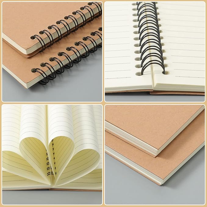 Epakh 22 Packs Spiral Notebook Hard Cover Spiral Journal, Wide Ruled Pages, 50 Sheets 100 Pages, Lined Style(Brown,A5)