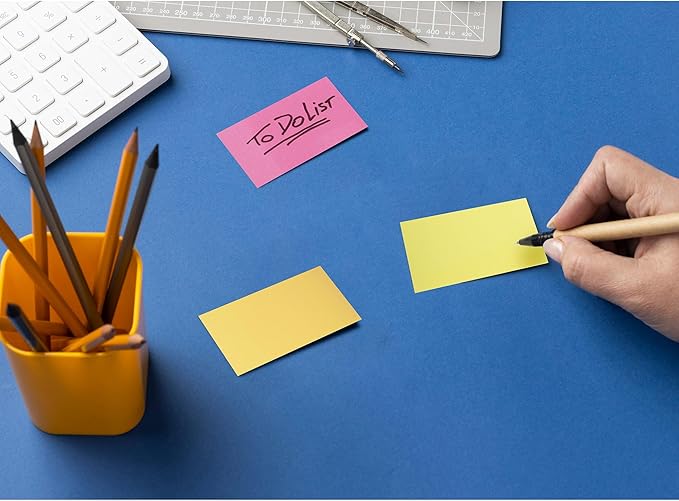 Desk Tech Sticky Notes, 3" x 2", 3 Pads, 50 Sheets/Pad - 3 Pastel Colors Self-Stick Note Pads Colorful Self Adhesive Memo for Office, School, Daily Life