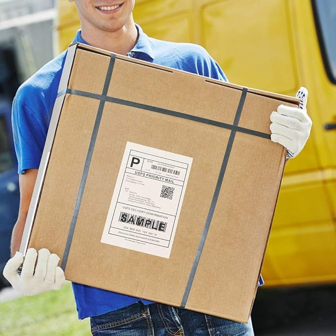 MFLABEL Fanfold 4" x 6" Direct Thermal Labels White Perforated Shipping Labels (4 Stacks)