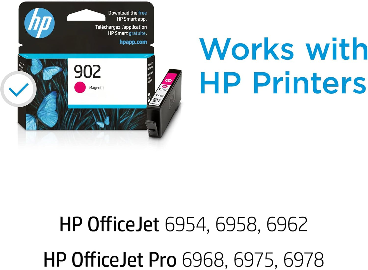 HP 902 Magenta Ink Cartridge | Works with HP OfficeJet 6950, 6960 Series, HP OfficeJet Pro 6960, 6970 Series | Eligible for Instant Ink | T6L90AN
