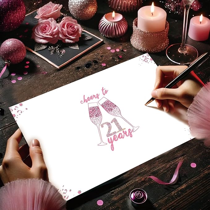 21st Birthday Gifts Decorations for Her - 21st Birthday Card & Party Supplies for Women, Large Birthday Card for 21 Year Old, Back in 2004 Birthday Card, Rose Pink Gold
