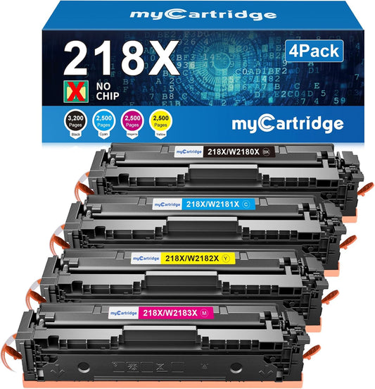 218X Toner Cartridges 4 Pack High Yield Compatible Replacement for HP 218X 218A for Color Laserjet Pro 3201dw MFP 3301fdw 3301cdw 3301sdw Printer Ink W2180X W2180A (BCMY, 4-Pack)