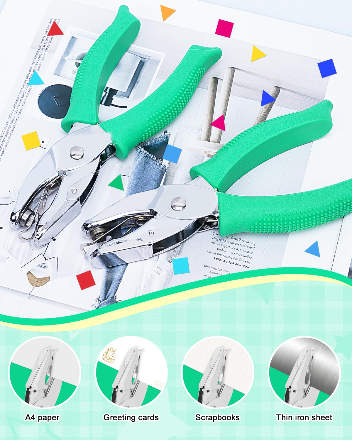 UCEC 1/4" Triangle Hole Punch Metal Handheld Paper Punch Single Hole Tag Punch, Small Triangle Shape Hole Puncher Back to School Supplies for Scrapbook DIY Craft in Home Office Classroom