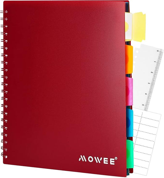 Spiral Notebook - 5 Subject Notebook, College Ruled Notebook With Dividers Pocket, Tabs Label, 11" Ruler, 100 Sheets of 200 Pages, for Writing Journal, Home & Office, School Supplies,