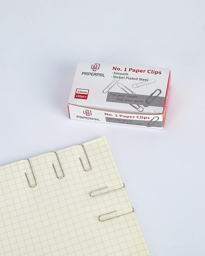 PAPERPAL #1 Smooth Paper Clips, 600 Medium Paper Clips (6 Boxes of 100 Each), Paperclips for Office School & Personal Use, Daily DIY, 1-2/7" Silver Paper Clip Standard Size (No. 1 Paper Clips, Smooth)