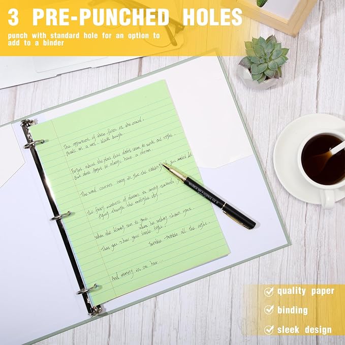 PerKoop 600 Sheets Colored Loose Leaf Paper 8.5" x 11" college ruled Lined 3 Hole Punched notebook Filler Paper for 3 Ring Binders Office School Supplies (Many Color)