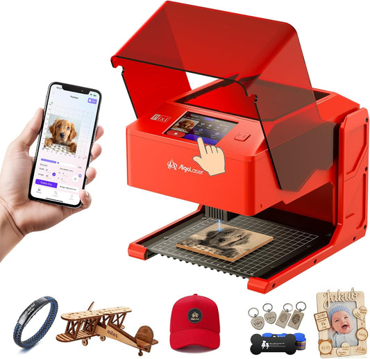 AlgoLaser 10W Laser Engraver Machine: Portable & Smart with 3.5" Touch Screen, Hand Drawing/Wireless/SD Card/Offline Engraving, AlgoOS 2.0 Self Developed System for Wood, Acrylic, Leather