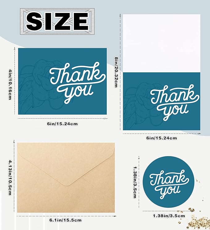 24 PCS Thank You Cards With Envelopes, 6x4 Inch Thank You Cards with Seal Stickers,Minimalistic Design, Suitable for Business, Baby Shower, Wedding, Small Business, Bridal Shower, etc