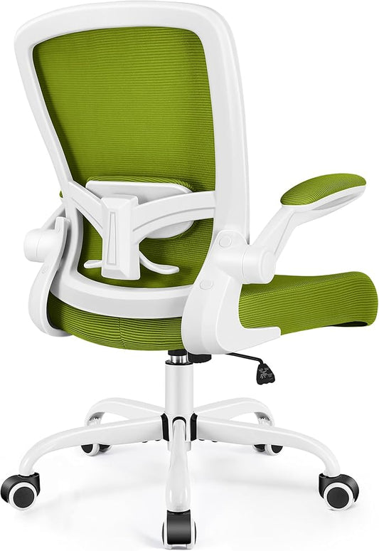 FelixKing Office Chair, Ergonomic Desk Chair Breathable Mesh Chairs with Adjustable High Back Lumbar Support Flip-up Armrests, Executive Swivel Comfy Task Computer Chairs for Home Office Avocado Green