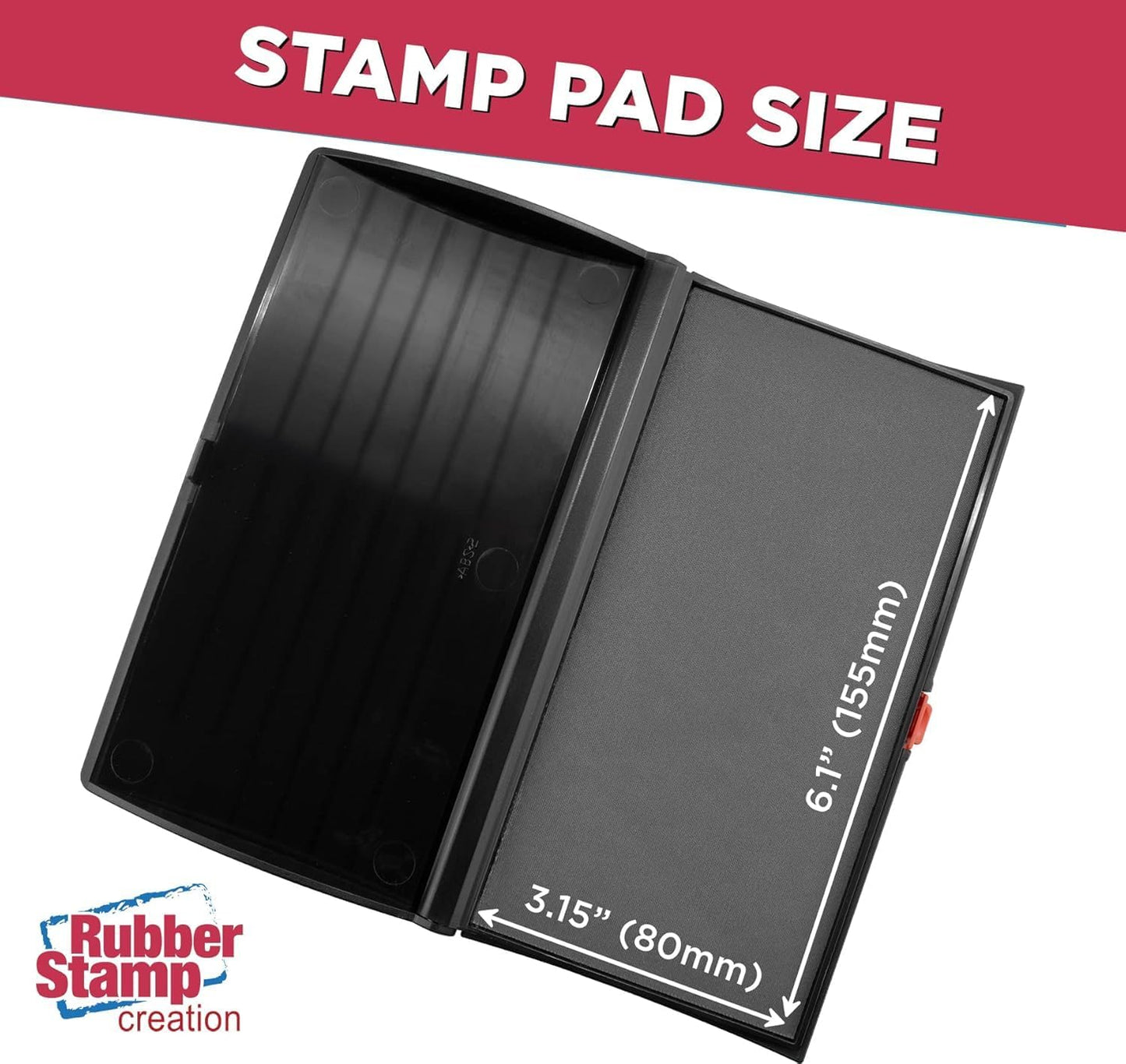 Large Premium Gray Ink Stamp Pad - 3" by 6" - Quality Felt Pad - Case with Closing snap